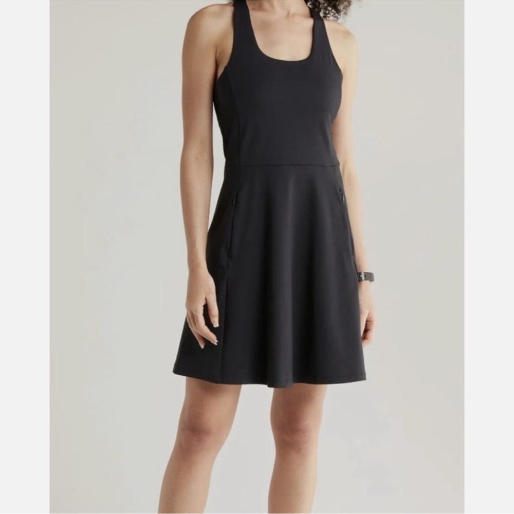 Zella Daybreak Cross Back Tennis Mini Dress Size Small Black